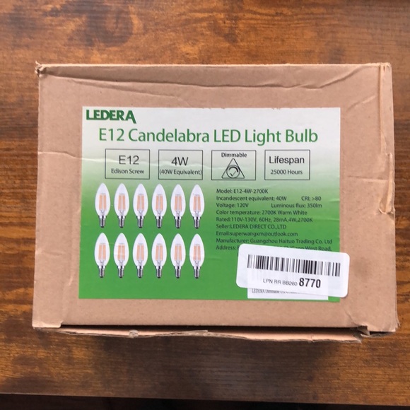 LEDERA  E-12 CANDELABRA LIGHT BULBS - Picture 2 of 6
